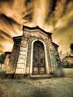 Italy, Pedemonte, Langhe. Infrared of small chapel Art Print